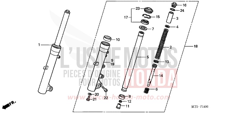 FRONT FORK for Silver Wing FORCE SILVER METALLIC (NH411) from 2003